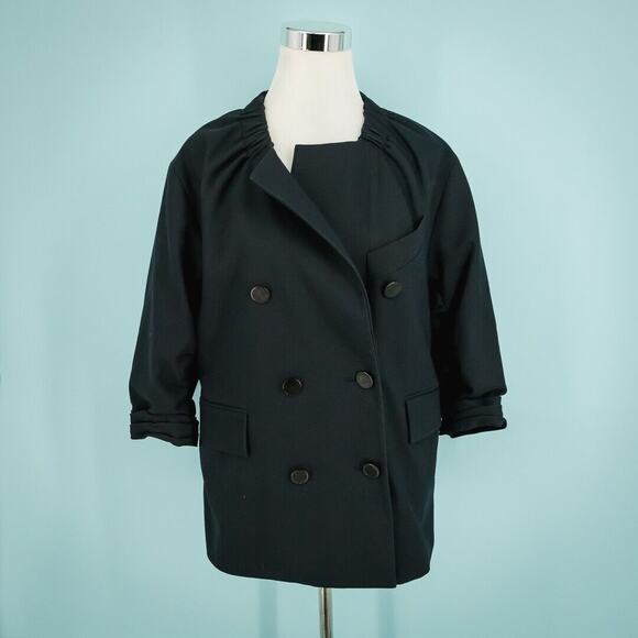 3.1 Phillip Lim Size 4 Black Double Breasted 3/4 Sleeve Silk Lined Blazer Jacket - Picture 1 of 6